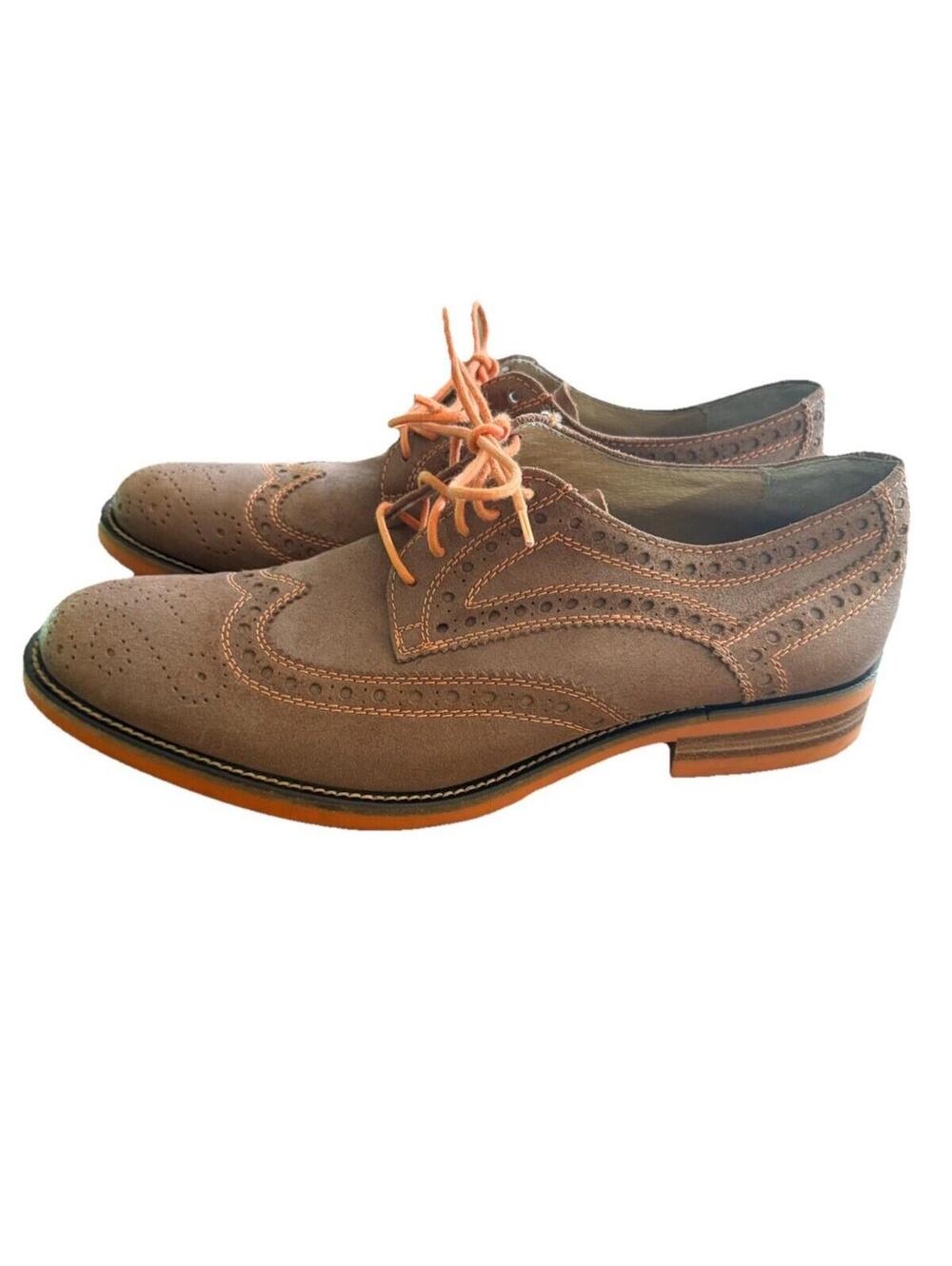 Donald J Pliner Emeri Wingtip Oxford Brown Suede Men’s 9.5 Shoe Made In Italy